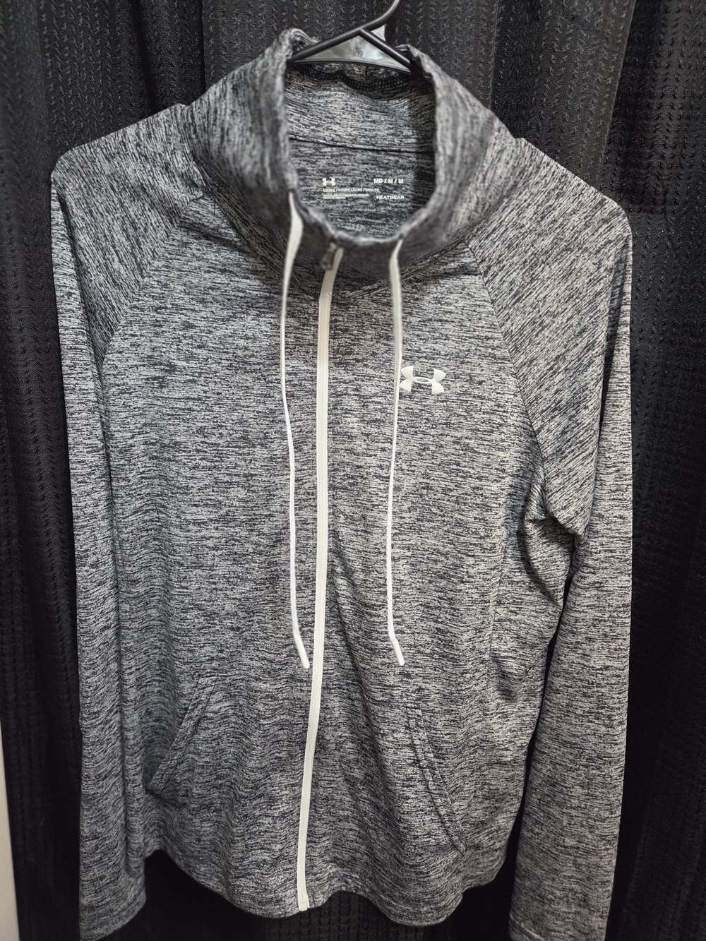 Under Armour Gray Marled Full-Zip Hoodie with White Accents - Picture 1 of 7